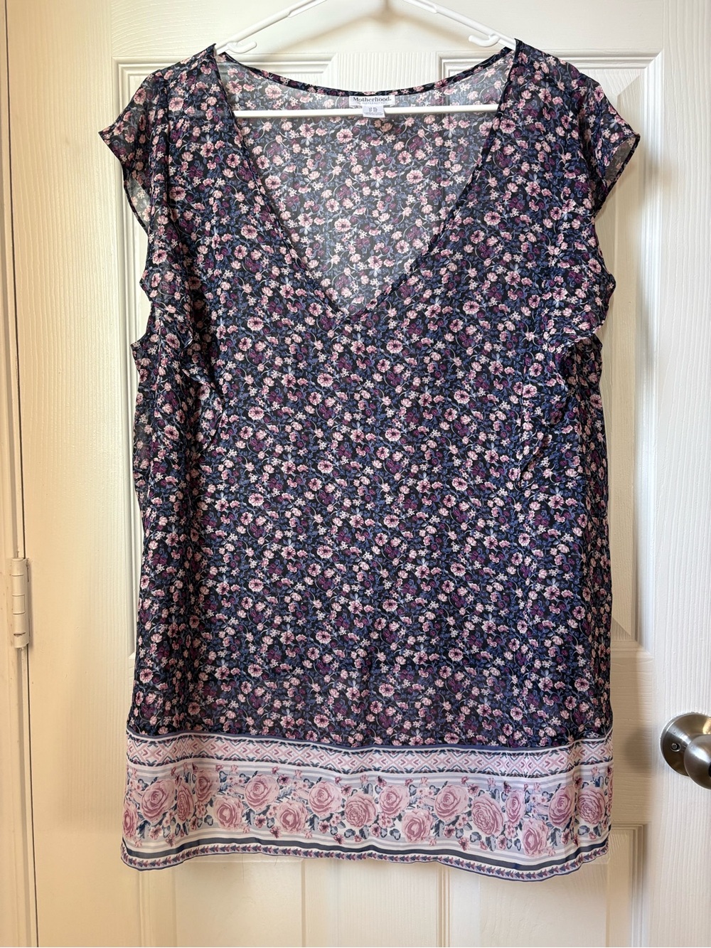 Motherhood Maternity Sheer Ruffle Blouse